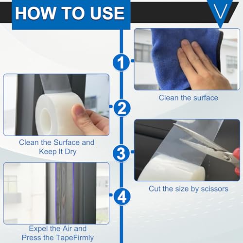 Window Insulation Tape for Winter Heavy Duty Weather Stripping Sealing Film Tape Draft Stopper 2 in x 105 Ft Keep Warm & Save Energy Easy Apply & Remove for Doors and Windows - size: 2 IN * 105 FT
