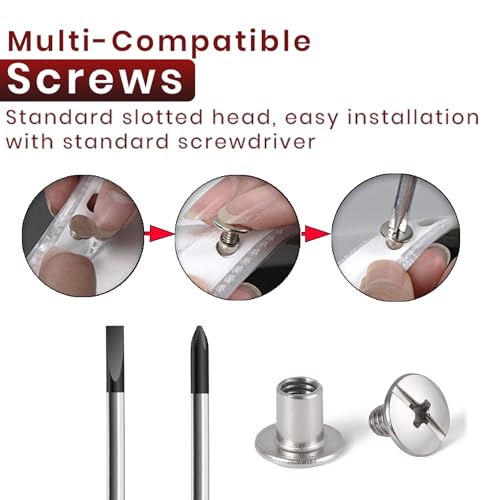 50 Sets M5*4 304 Stainless Steel Chicago Screw Kit Leather Rivets Screw Rivets Chicago Screw Buttons DIY Leather Trim3/16"x1/6" - color: 304 stainless steel, size: M5*4mm