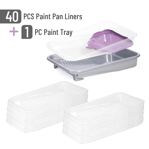 Bates- Paint Tray Set, 9 Inch, 42 pcs, 1x 9 Inch Paint Roller Tray, 40x Disposable Tray Liners & 1x Roller Frame - size: 42 pcs