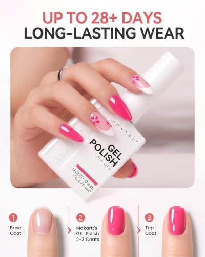 Makartt Pink Gel Nail Polish Set 15ML : 6 Pink Rose Colors - color: Little Love Notes