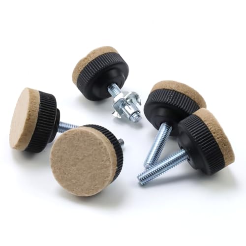 10pcs Felt Base Plastic Furniture Feet with M8x32mm Bolt Screw-on Chair Table Legs (Diameter 1.6-Inch) - size: 1.6"/41mm
