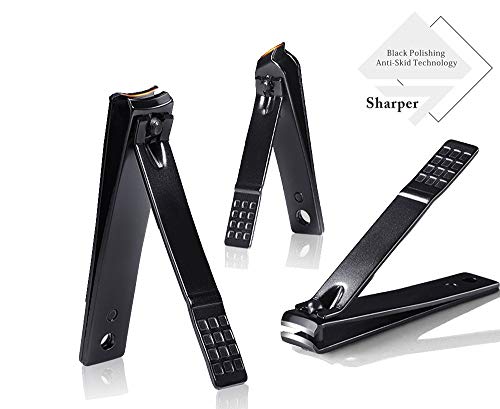 Professional Stainless Steel Nail Clipper Travel & Grooming Kit Nail Tools Manicure & Pedicure Set of 15pcs with Luxurious Case (Black/Yellow) - color: Black/Yellow