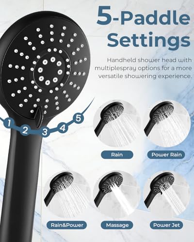 Shower Head with Handheld,High Pressure Black Slide Bar Shower Head - color: C-Matte Black, style: Rectangular 12"