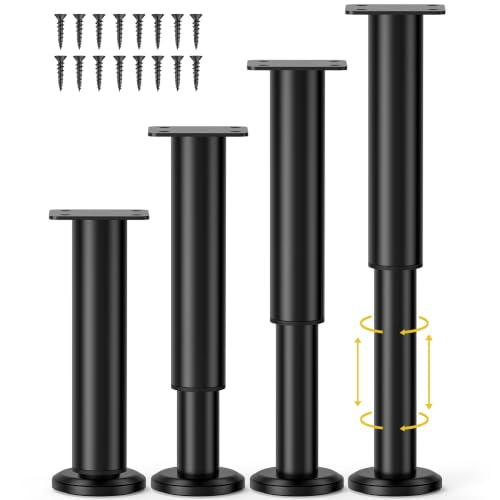 Wlrrcwdttc 4 Pcs Adjustable Bed Center Support Legs 7.08-12.2 inch for Bed Frame/Bed Center Slat, Metal Adjustable Furniture Legs for Bed/Cabinet/Sofa/Dresser/Couch/Table, Heavy Bed Legs Replacement - size: 7.08-12.2 inch (4pcs)