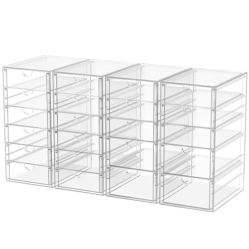 caktraie 4-Pack 22-Drawer Acrylic Storage & Makeup Organizer for Desk - size: 22 Drawers