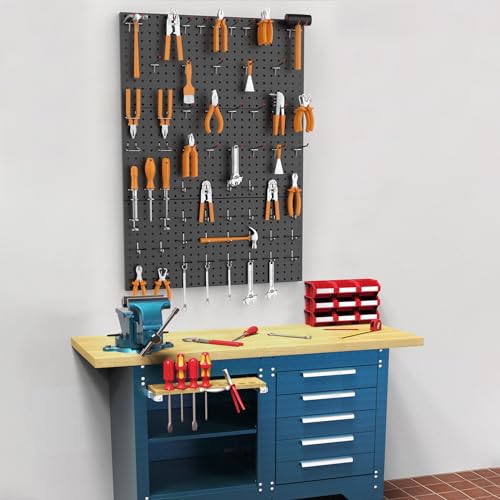 WALMANN 96 PCS Pegboard Kit with Hooks, 36x24 in Tools Storage Pegboard - color: Black