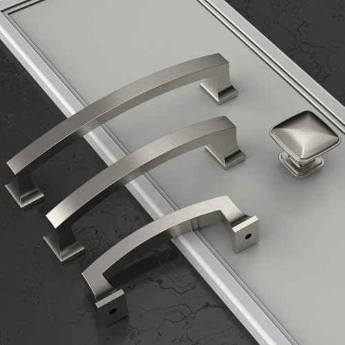 Amerdeco 10 Pack Brushed Satin Nickel Cabinet Pulls 6.3" - color: Brushed Satin Nickel, size: 6.3" hole center