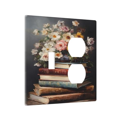 Vintage Flower Moody Floral Books Vase Plant Wallplates 1 Toggle 1 Duplex Switch Plate Electrical GFCI Faceplate Decorative Light Switch Covers for Bedroom Living Room Decor - color: Vintage Flower Moody Floral Books Vase Plant, size: 1 Toggle 1 Duplex /