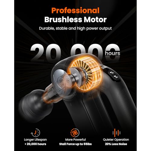 BOB AND BRAD D5 Pro Plus Handheld Massage Gun with Heat, FSA-HSA Eligible Deep Tissue Percussion Massage Gun, Powerful Muscle Massager for Athletes Fitness Workout & Daily Recovery, Birthday Gift - color: Pure Black