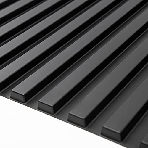 Art3d 3D Fluted Textured Slat Wall Panels, 19.7 x 19.7 in, 12-Pack, Black | PVC, Waterproof, Scratch Proof, Wipeable, Break-Proof, Ideal for Home, Office and Commercial Spaces - color: Square - Black, size: 19.7 x 19.7in.