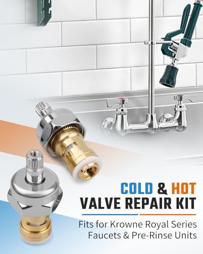 21-308L & 21-309L Cold & Hot Valve Repair Kit Fit for Krowne Royal Series Faucets & Pre-Rinse Units，1/4 Turn Ceramic Cartridge，Not Include Handle