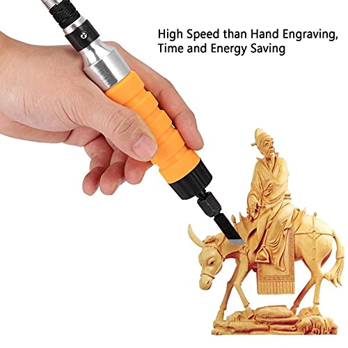 Jadeshay Electric Carving Chisel Tool Woodworking Set with 5 Knives and Flexible Rubber Shaft for Drills and Grinders