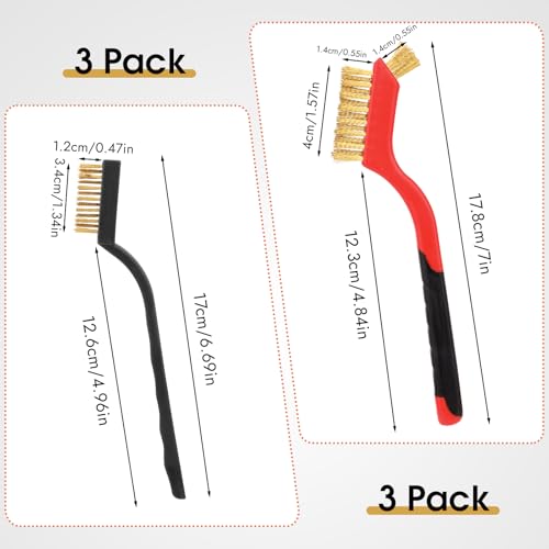 Wire Brush for Cleaning, Small Brass Steel Nylon Brush, Metal Rust Remover - color: Red+3 Mixed Color