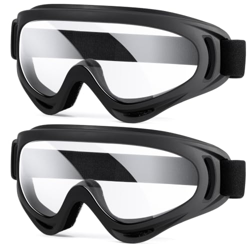MAMBAOUT Kids Motorcycle Goggles, 2-Pack Dirt Bike Goggles Ski Goggles for Child, ATV Off-Road Racing Goggles for Boys Girls - color: 01.2-pack Transparent Lens × 2