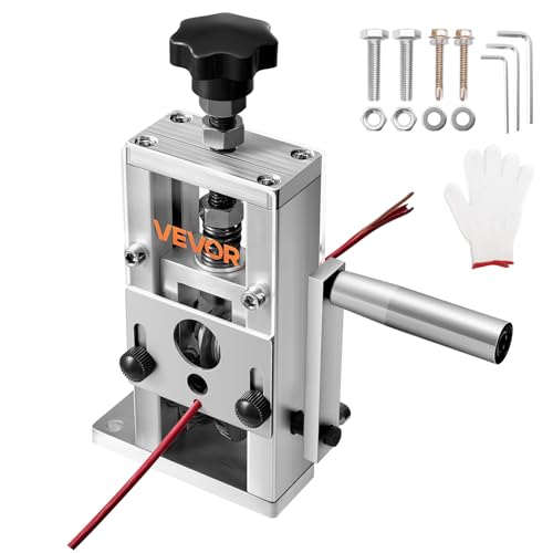VEVOR Manual Wire Stripping Machine, 0.06-1 in, Copper Stripper with Hand Crank or Drill Powered, 64Mn Quenched Blades, 45# Steel Rollers, Aluminum Alloy Frame Wire Peeler, for Scrap Copper Recycling - style: Hand Crank or Drill Powered