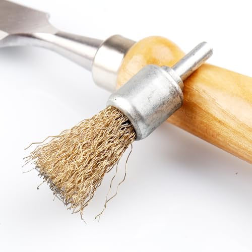 Brass Coated Wire Brush Set for Drill, 1/4 Inch Shank,Crimped Carbon Steel Bristles for Rust Removal, Paint Stripping, Corrosion Cleaning, Surface Scrubbing, Deburring (20mm,20pcs) - size: 20mm,20pcs
