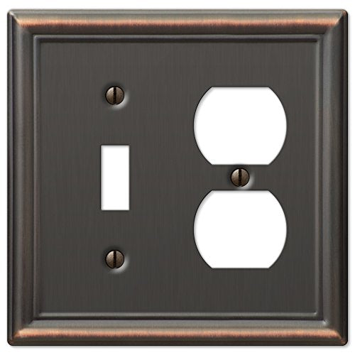 Amerelle 149TDDB Chelsea Wallplate, 1 Toggle / 1 Duplex, Steel, Aged Bronze, 1-Pack - color: Aged Bronze, size: 1 Toggle / 1 Duplex