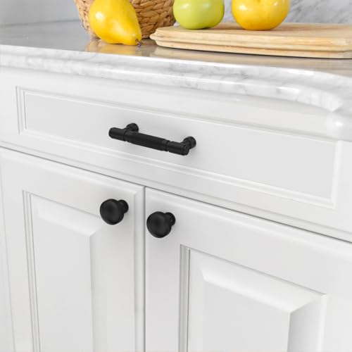 Asidrama 10 Pack 3 Inch(76mm) Matte Black Cabinet Pulls Knurled Kitchen Cabinet Handles, Cabinet Pulls Kitchen Cabinet Hardware for Cupboard Drawer Pulls - color: Matte Black, size: 3" Hole Center, style: 10 Pack