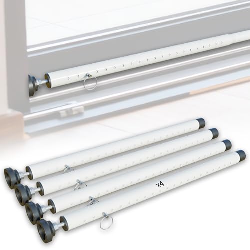 Sliding Door Lock Rods, 4-Pack Set 17-50 Inch Adjustable Door & Window Safety Rods Sliding Door Security Bar Locks with Rubber Tips, Window Lock Bars for Home, Apartment, Travel & Patio （White） - color: 4 Pack