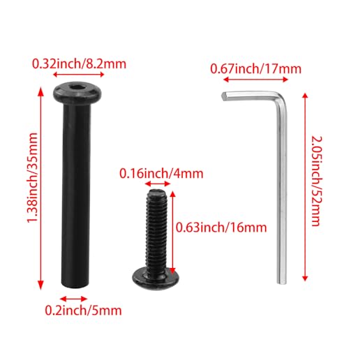 20 Sets M4 x 35mm Black Binding Post Screws,Hex Drive Rivet Socket - size: M4 x 35mm