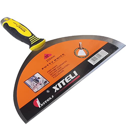 Large Putty Scraper, 10" Stainless Steel Putty Knives with Plastic Ergonomic Handle for Taping Paint Wall Floor Tile, Metal Spackle Tools Knife,Remover for Wood, Wallpaper Scraper(10") - size: 10"