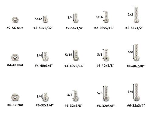 480Pcs #2-56#4-40#6-32 UNC Stainless Steel Phillips Pan Head Machine Screws Nuts Assortment Kit - size: #2-56,#4-40,#6-32