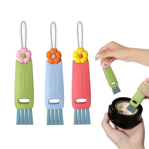 3-in-1 Rotatable Cup Lid Gap Cleaning Brush Set – 3 Pcs