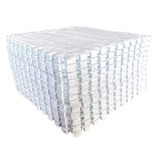 12pcs Tiled Puzzle Play Mats, White - color: White