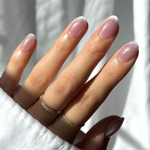 Glamnetic Press On Nails - Short Oval, Velvet Fake Nails 30 Pc Full Kit - color: 2D - Fairy Dust