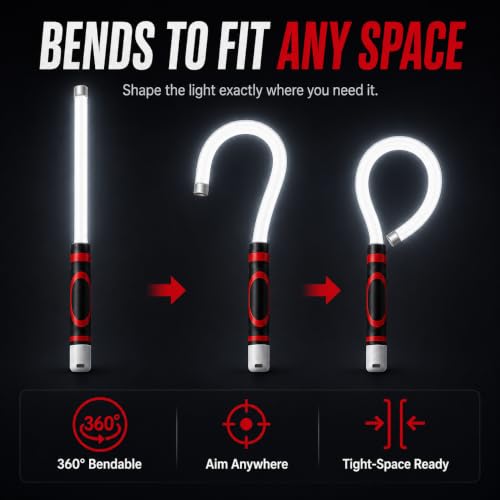 30-Inch Bendable LED Flashlight Stick, 7H Runtime Flexible Work Light