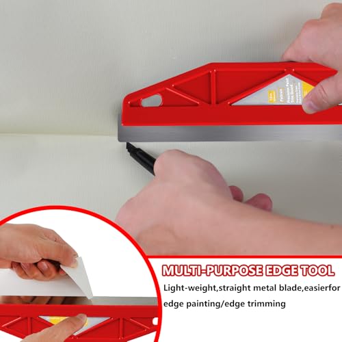 12-Inch Paint Edger & Trim Guard, Stainless Steel Straight Edge Tool - color: Red