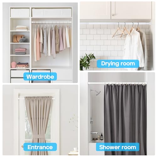 2Pack White Shower Curtain Rod 45 to 77 Inch - color: White 2 Pack, size: 45-77"