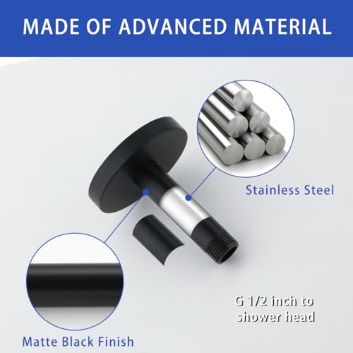Wall Mounted Stainless Steel Shower Arm Shower Head Extension Pipe Bathroom Accessories 4 Inch Matte Black,SW-RD91038-4MB. - color: Circular Flange-4" Matte Black