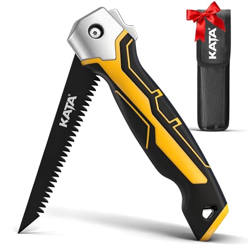 KATA Folding Drywall Saw with Sheath, Sharp Hardened Blade Jab Saw for DIY - color: Black