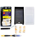 Bates- 4-Inch Paint Roller Kit, 10 pcs, Roller Set with Microfiber Sleeves & Frame, Tray, Tray Liner and Trim Brush for Walls, Cabinets, Interior, Exterior, House Painting Supplies - style: Microfiber 4", 10 pcs