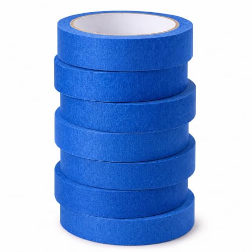 Blue Painters Tape 1 Inch Wide, 7 Rolls Masking Tape 0.98 in x 25 Yds, Clean Removal Blue Masking Tape No Residue, Easy Tear Paint Tape for Wall Painting, Trim, Windows & Home Improvement - size: 7 Rolls Blue Painters Tape 1 Inch x 25 Yds Each
