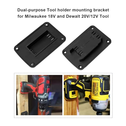 20pas Tool Holders and Battery Holder for Dewalt 20v Wall Mount Hanger Battery Drill Tool Storage Shelf for Milwaukee M18 (Black) - color: Black