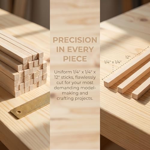80 Pcs Balsa Wood Strips 1/4 x 1/4 x 12 Inch - size: 1/4 x 1/4 x 12 Inch