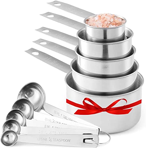 Laxinis World Stainless Steel Measuring Cups and Spoons Set, 10-Piece