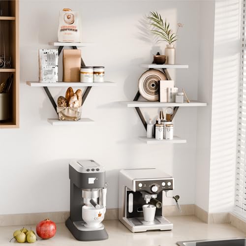 Floating Wall Shelves, Set of 2, White - color: White