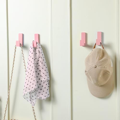 Teenyyou 6 Pcs Cute Kids Wall Hooks Adhesive for Backpack Pink - color: Pink
