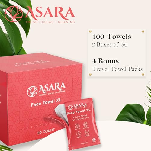 Clean Face Towels Disposable XL Facial Wipes | Add Water As a Makeup Remover | Sensitive Skin Face Towels | Organic Vegan Biodegradable - Clean Daily Towelettes | by Asara (100 Count) - size: 100 Count