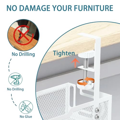 2Pack Under Desk Cable Management Tray, No Drill Mesh Desk Cable Tray - color: 2Pack-White (15.3''+15.7'')
