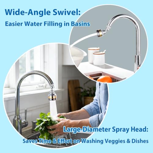 360° Swivel Kitchen Faucet Aerator Replacement 2-function Kitchen Faucet Sprayer Attachment Faucet Nozzle Attachment Water-Saving Faucet Head Replacement Part 55/64'' Female Thread,Short - size: SHORT