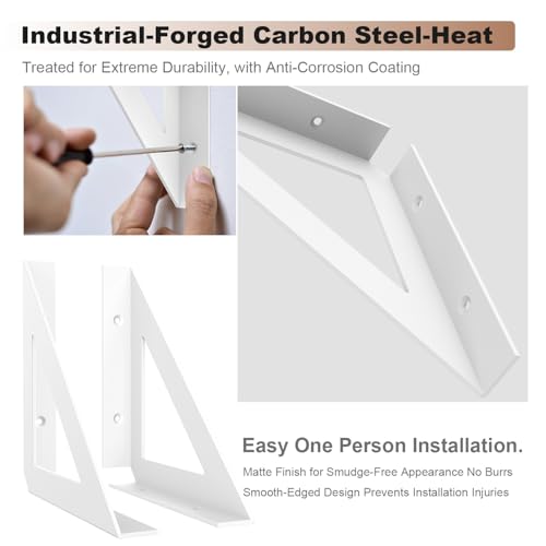8 Inch Shelf Brackets,White Shelf Bracket Heavy Duty for Shelves,4 Pack - size: 8x8inch-white
