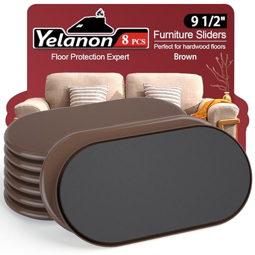 Yelanon Furniture Sliders 8 Pcs 9.5" Oval Brown for Carpet - size: 8pcs 9.5”Brown