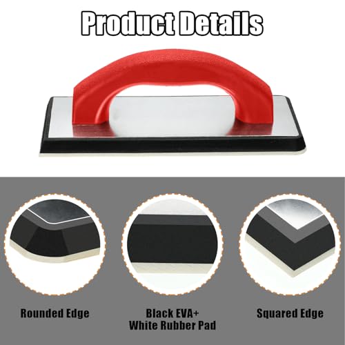 Blulu 11 Pcs Grout Float Set, Rubber Float, 6 Sponges, Angled Saw, Red - color: Red