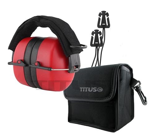 TITUS 3 Series, Onyx 37 Original Highest NRR Noise Reduction Earmuffs - color: Red (Tactical Band / With Pouch)