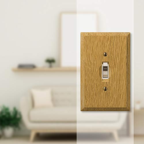 Amerelle 4025T Carson Wallplate, 1 Toggle, Wood, Light Oak, 1-Pack - size: Single Toggle