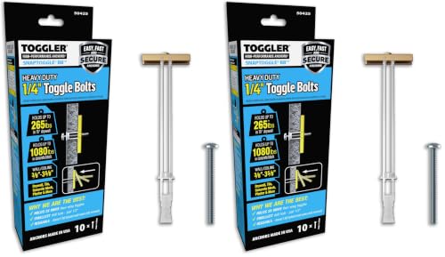 TOGGLER SNAPTOGGLE BB Toggle Anchor with Bolts, Zinc-Plated Steel Channel, Made in US, 3/8" to 3-5/8" Grip Range, for 1/4"-20 UNC Fastener Size (Pack of 20) - size: 3/8" to 3-5/8" (Pack of 2)